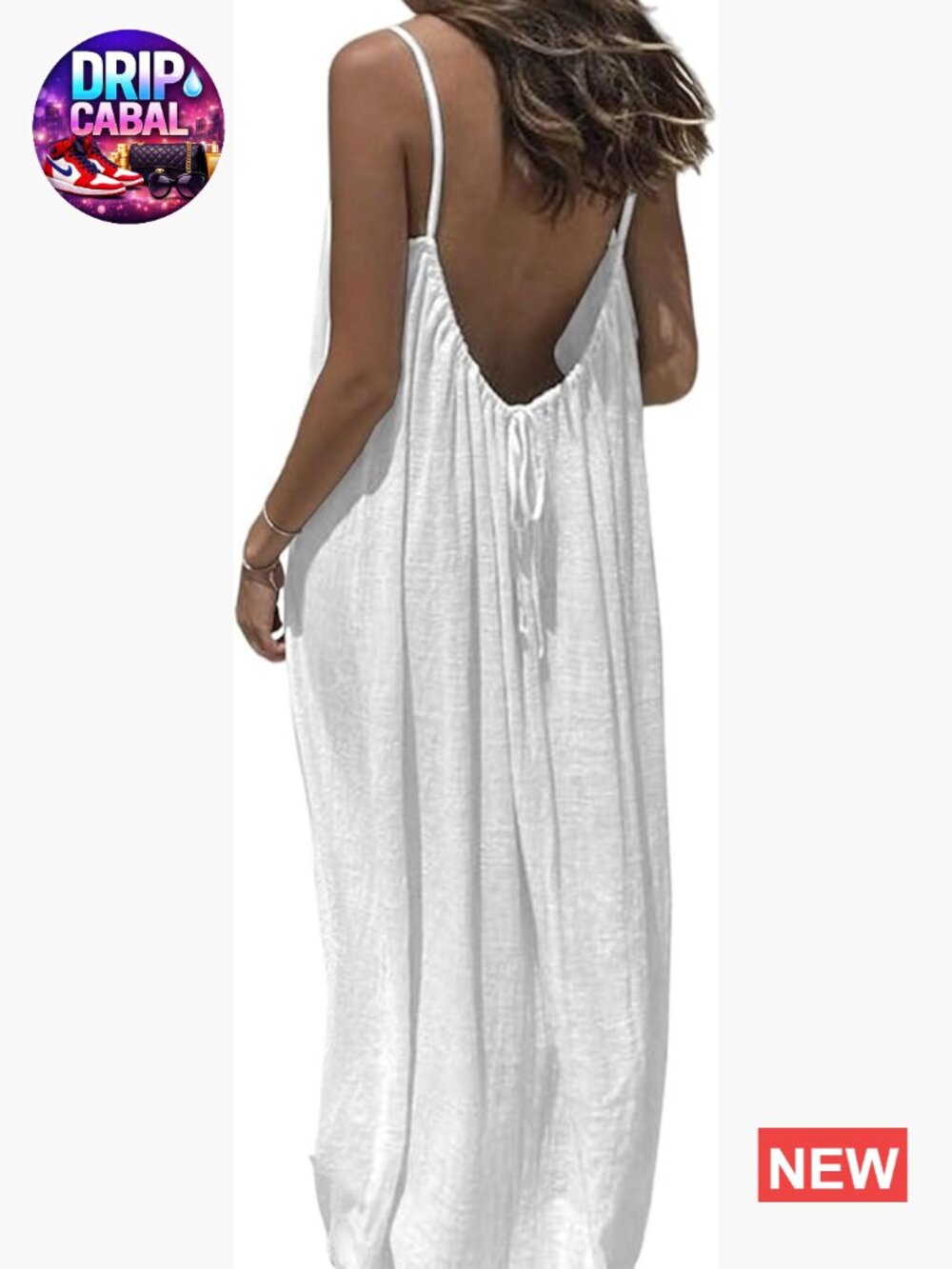 Women's Flowy Backless Cami Maxi Dress Spaghetti Strap Summer Vacation